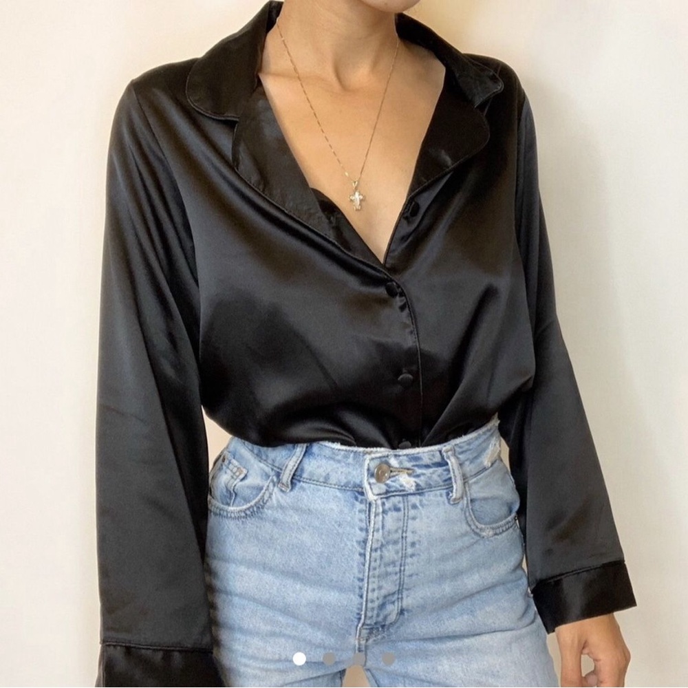 Elegant Zara Black Satin Women's Top